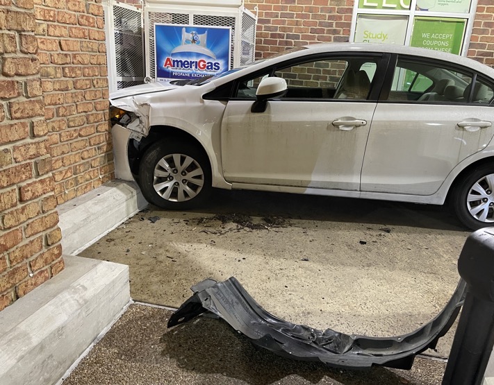 Staff Photo by Jennifer McNally / A car crashed into the Publix grocery store on North Market Street in Chattanooga on Thursday.