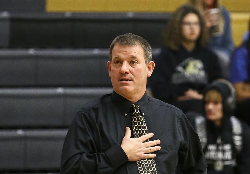 Tom Halbmaier, Bentonville girls basketball coach, said he is pleased with the new 6A-West Conference schedule for the 2022-23 season. The conference will have nine teams as Fort Smith Northside joins the league, moving in from the 6A-Central..(Special to the NWA Democrat-Gazette/David Beach)