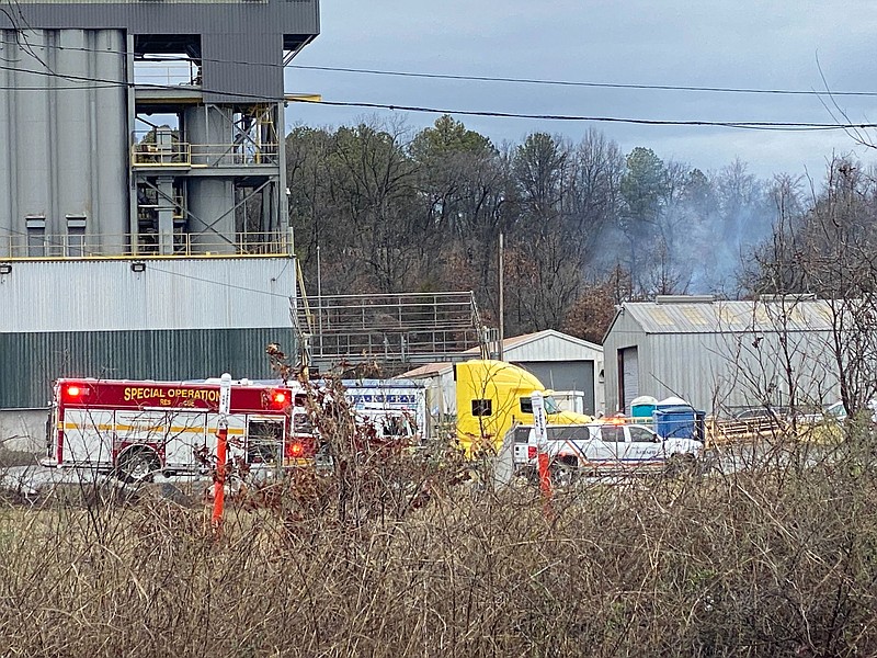 A plane was down near the 3M plant in Little Rock on Wednesday afternoon. (Staci Vandagriff/Arkansas Democrat-Gazette)