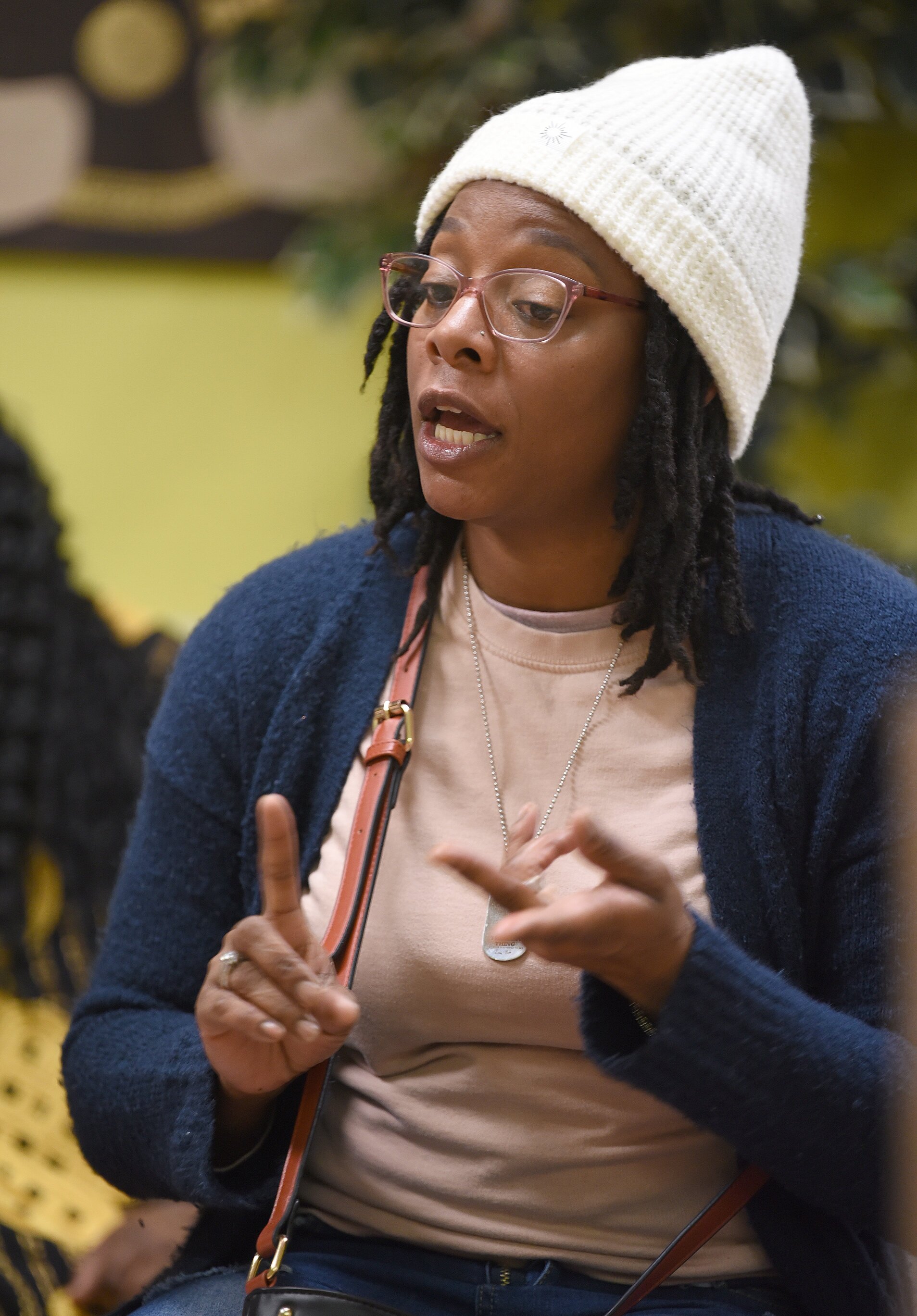 Staff photo by Matt Hamilton / Ashley Jackson speaks during a meeting at Eastdale Village Community United Methodist Church on Friday, January 13, 2023.