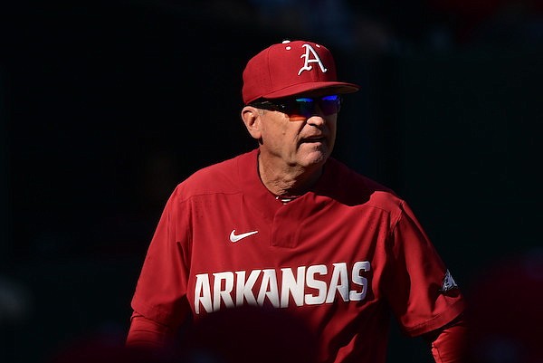 Arkansas coach Dave Van Horn is shown during a game against Wright State on Saturday, March 4, 2023, in Fayetteville.