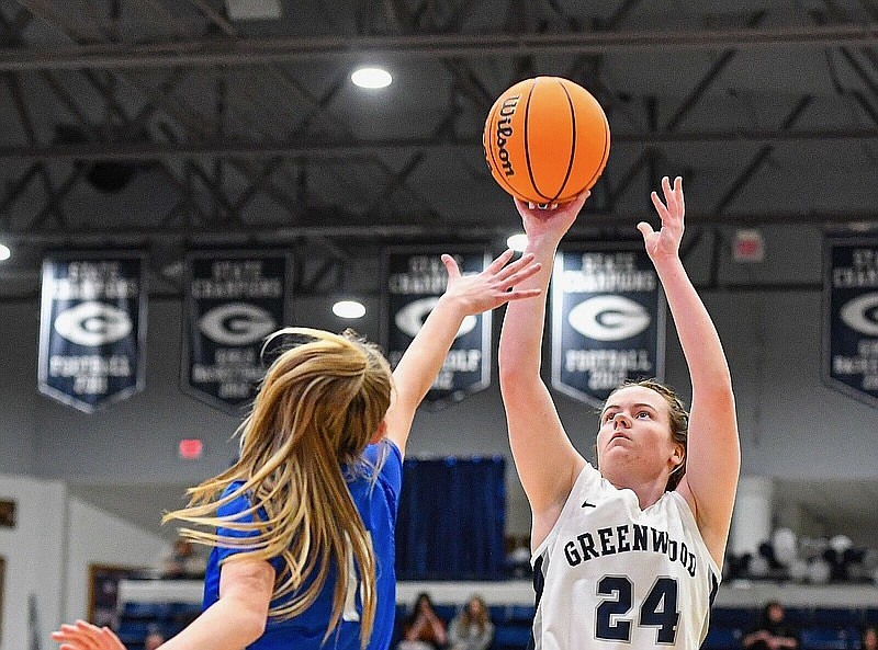 Carley Sexton and Greenwood take on Vilonia today in the Class 5A girls state championship game at Hot Springs. Sexton hit a three-pointer in the final seconds of last season’s state final to lift the Lady Bulldogs to the state title. (NWA Democrat-Gazette/Hank Layton)