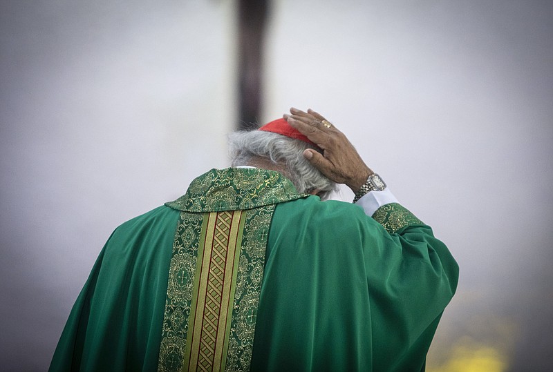 FILE - Nicaraguan Cardinal Leopoldo Brenes presides over Mass at the Metropolitan Cathedral in Managua, Feb. 12, 2023. In Nicaragua, Catholic leaders’ response to the government’s repression has been muted. Commenting last month on the imprisonment of Matagalpa Bishop Rolando Álvarez’s, Cardinal Brenes said, “Pray that the Lord gives him strength.” (AP Photo/Inti Ocon, File)