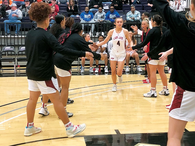 Jefferson City's Reagan Nilges is introduced Saturday before the start of the Class 5 quarterfinal game against West Plains in Bolivar. (Trevor Hahn/News Tribune)