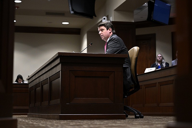 Rep. Brit McKenzie, R-Rogers, presents Senate Bill 197, which aims to bar local municipalities from passing ordinances targeting short-term rentals, during a meeting of the House Committee on City, County and Local Affairs at the state Capitol in Little Rock on Wednesday.
(Arkansas Democrat-Gazette/Stephen Swofford)
