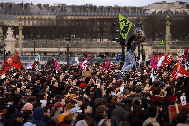 Protesters gather Thursday at Concorde square near the National Assembly in Paris.
(AP/Thomas Padilla)
