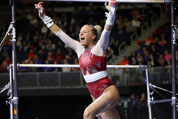 Arkansas gymnasts compete at the SEC Gymnastics Championships on Saturday, March 18, 2023, in Duluth, Ga. (Photo courtesy SEC)