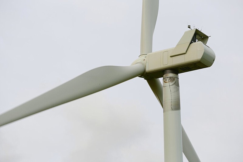 A wind turbine is shown at a wind farm along the Montana-Wyoming state line in this June 13, 2022 file photo. (AP/Emma H. Tobin)