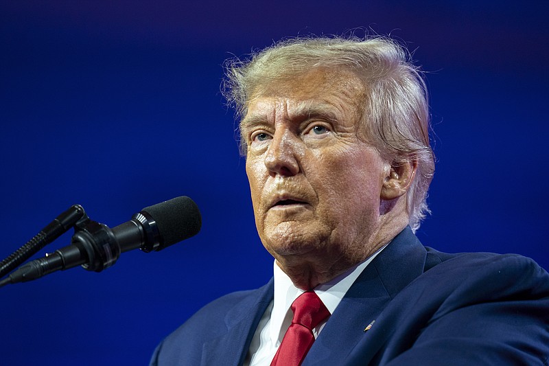 FILE - Former President Donald Trump speaks at the Conservative Political Action Conference, CPAC 2023, March 4, 2023, at National Harbor in Oxon Hill, Md. (AP Photo/Alex Brandon, File)