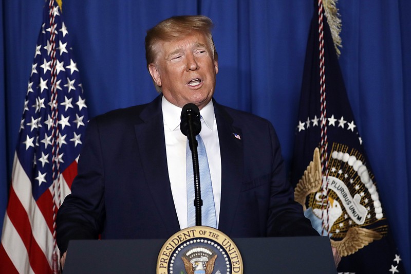 FILE - President Donald Trump speaks at his Mar-a-Lago estate on Jan. 3, 2019, in Palm Beach, Fla. (AP Photo/ Evan Vucci, File)