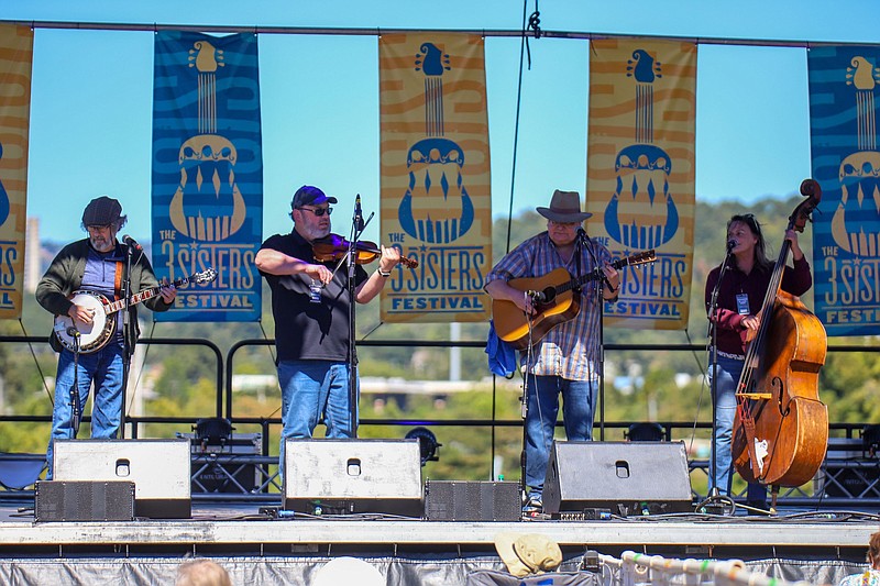 Staff photo by Olivia Ross  / The Lone Mountain Band performs. The 3 Sisters Bluegrass Festival took over Ross' Landing on Saturday, October 1, 2022. The two day event featured live music and food.
