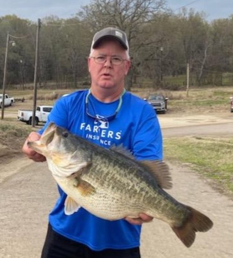 Bobby Rush of Crossett caught this 15.26-pound largemouth bass on Feb. 26 at Bussey Brake, a trophy largemouth bass lake near Bastrop, La.
(Photo submitted by Bobby Rush)