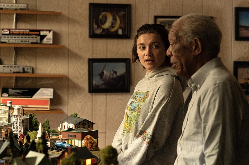 Hurtful: Allison (Florence Pugh) is the really very good person responsible for the death of Daniel’s (Morgan Freeman) son in Zach Braff’s “A Good Person.”