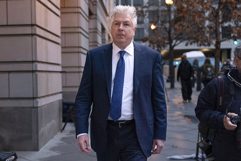 M. Evan Corcoran, an attorney for former President Donald Trump, arrives Friday at federal court in Washington.
(AP/Jose Luis Magana)