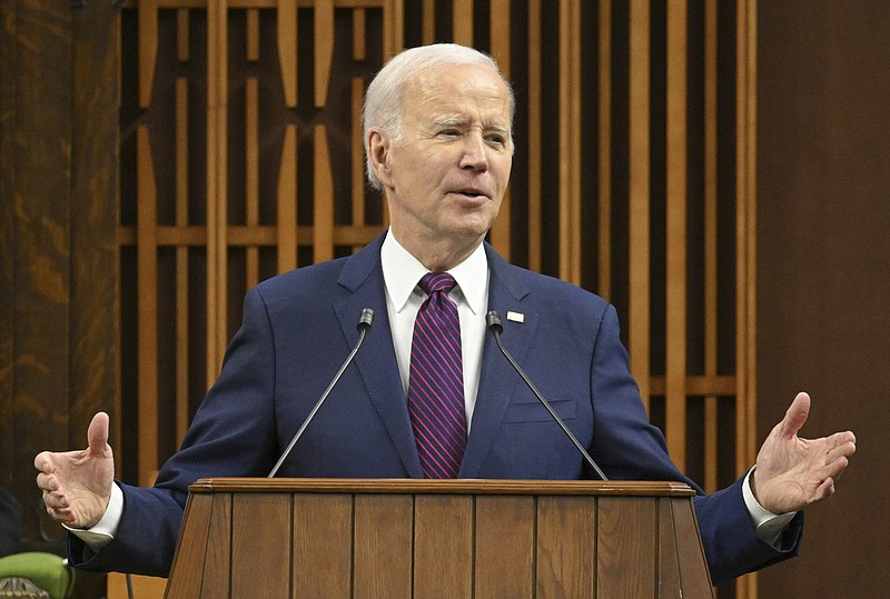 President Joe Biden speaks to the Canadian Parliament in Ottawa, Canada, Friday, Mach 24, 2023. (Mandel Ngan/Pool via AP)