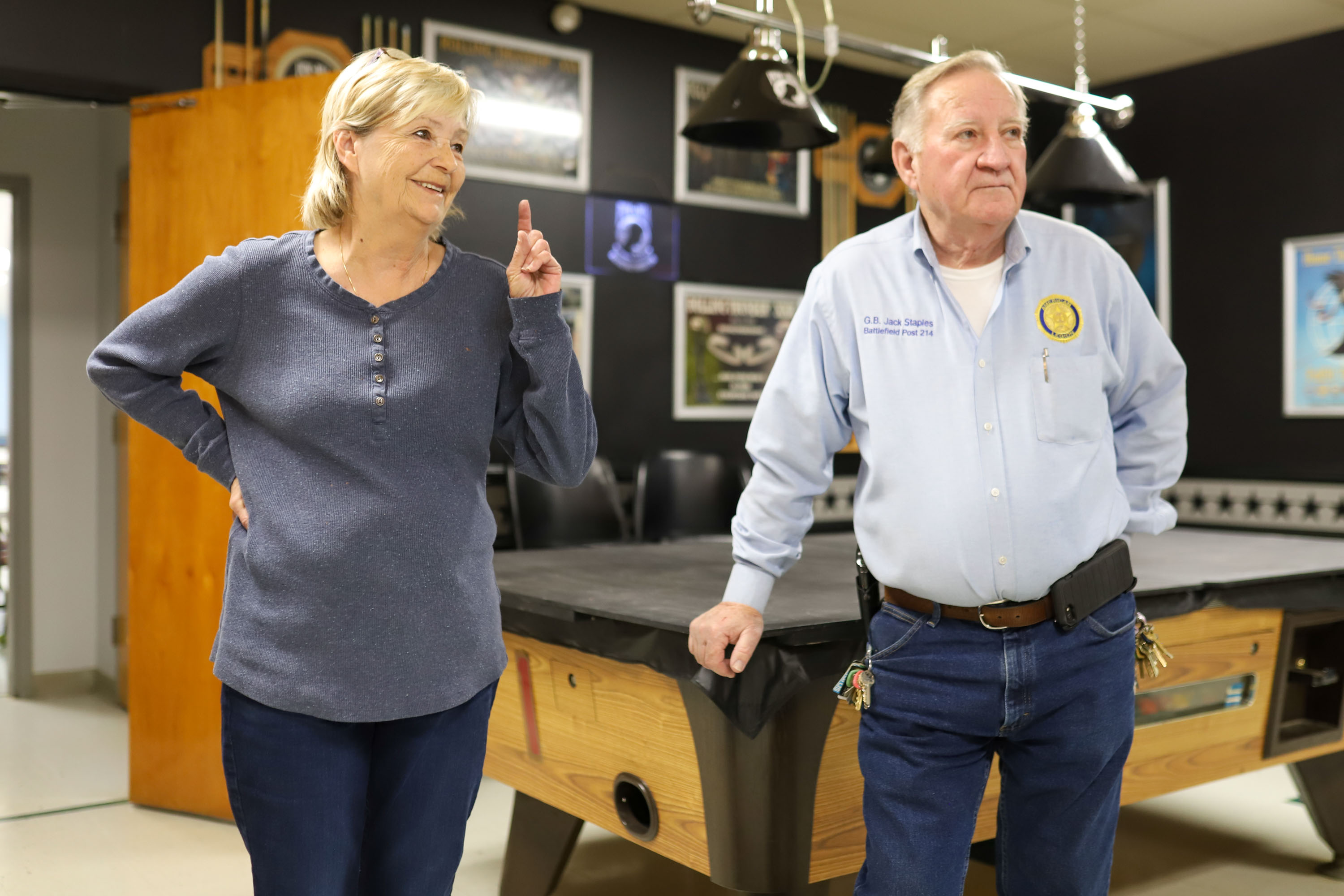 Staff photo by Olivia Ross / Judy Nihiser and Jack Staples talk about what is offered at the cafe. The American Legion added a coffee shop, Legion Cafe, to its space as seen on Wednesday, March 29, 2023.