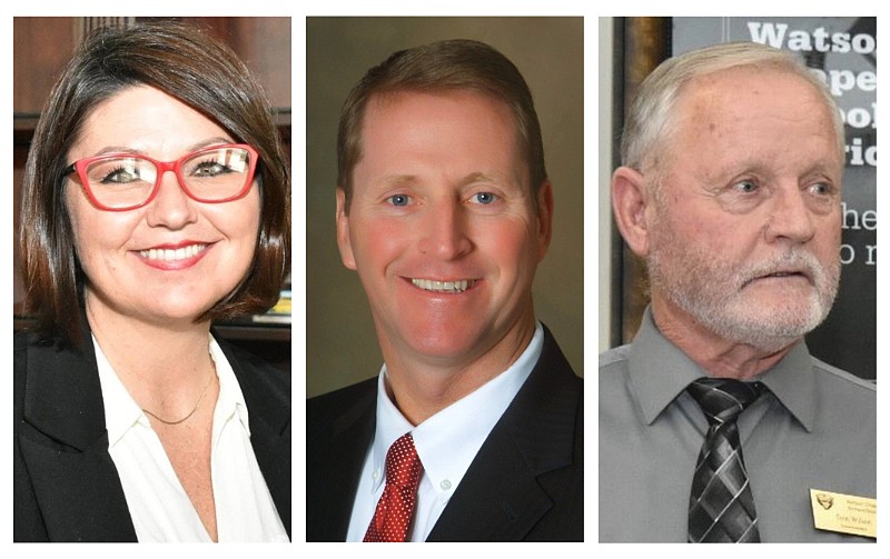 Arkansas superintendents are shown in this combination of file photos. From left are Pine Bluff School District Superintendent Jennifer Barbaree, White Hall School District Superintendent Gary Williams and Watson Chapel School District Superintendent Tom Wilson. (Left and right, Pine Bluff Commercial/I.C. Murrell; center, courtesy photo)