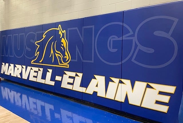 A banner in the gymnasium at Marvell-Elaine High School in Marvell is shown in this 2021 courtesy photo. (Courtesy Marvell-Elaine High School via Facebook)
