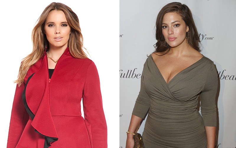 At left, an unnamed model wears Eloquii's Studio Drama Peplum Jacket in a 2014 courtesy photo. At right, model Ashley Graham attends the FullBeauty Brands relaunching event of fullbeauty.com at Guastavino's in New York in an April 2015 file photo. FullBeauty Brands said in a news release Friday, April 21, 2023 that it's buying the plus-size women’s fashion brand Eloquii Inc. from Walmart Inc., but terms of the deal were not provided. (Left, courtesy photo; right, Donald Traill/Invision/AP)