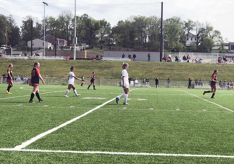 Jefferson City's Emily McMillian scored two goals Saturday morning against Republic in the Lady Jays Shootout at Jefferson City High School. (Tom Rackers/News Tribune)