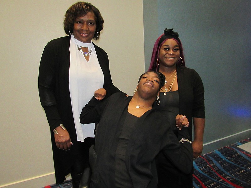 Michelle Edwards, Jacqualin Farmer and Jayla Martin on 04/20/23 at Easter Seals Fashion Event, Statehouse Convention Center (Arkansas Democrat-Gazette/Kimberly Dishongh)