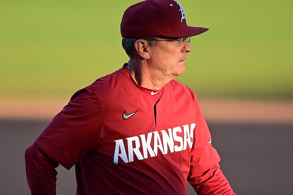 Arkansas coach Dave Van Horn is shown during a game against Lipscomb on Tuesday, May 2, 2023, in North Little Rock.