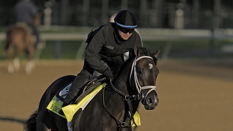 Kentucky Derby entrant Forte works out Tuesday at Churchill Downs in Louisville, Ky. ahead of today’s 149th running of the event. Forte is the early 3-1 favorite.
(AP/Charlie Riedel)