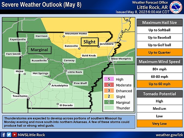 Severe thunderstorms possible Monday evening, overnight Tuesday for parts of state, forecasters say