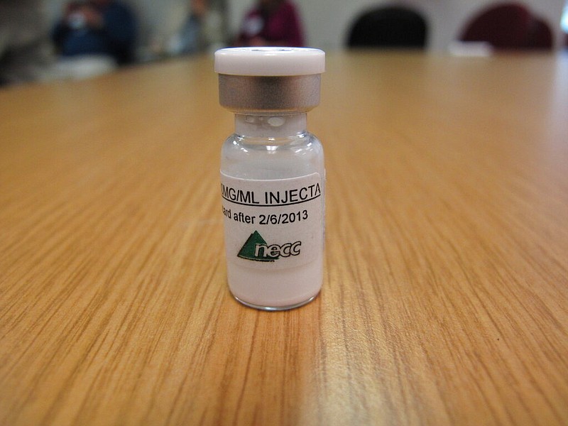 A vial of injectable steroids is displayed in the Tennessee Department of Health in Nashville in this Oct. 8, 2012 file photo. (AP/Kristin M. Hal, File)