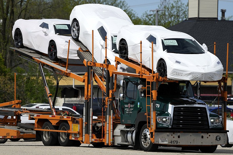 New Corvettes are delivered to a Chevrolet auto dealer in Wheeling, Ill., on Tuesday.
(AP/Nam Y. Huh)