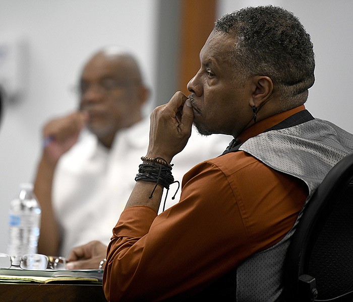 Louis Jackson, a commissioner on the Metropolitan Housing Alliance board, listens to a presentation during a meeting in Little Rock on Thursday.
(Arkansas Democrat-Gazette/Stephen Swofford)