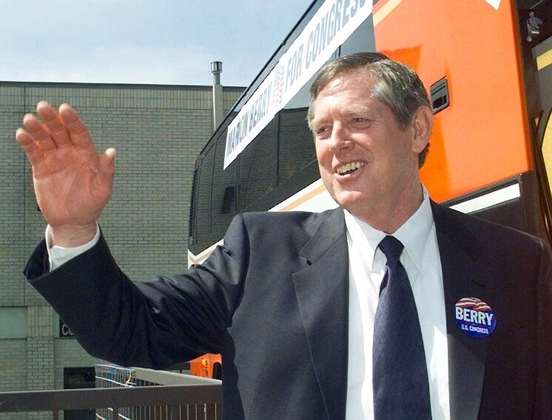 Then-U.S. Rep. Marion Berry, D-Ark., waves to supporters as he boards a campaign bus in Cabot in this March 31, 2000 file photo. Berry was beginning a tour of the 1st Congressional District to kick off his re-election campaign. (AP/Danny Johnston)