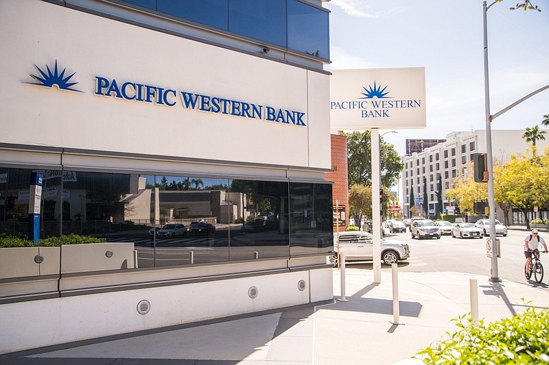 A Pacific Western Bank branch in Encino, Calif., last month.
(Bloomberg News WPNS/Morgan Lieberman)