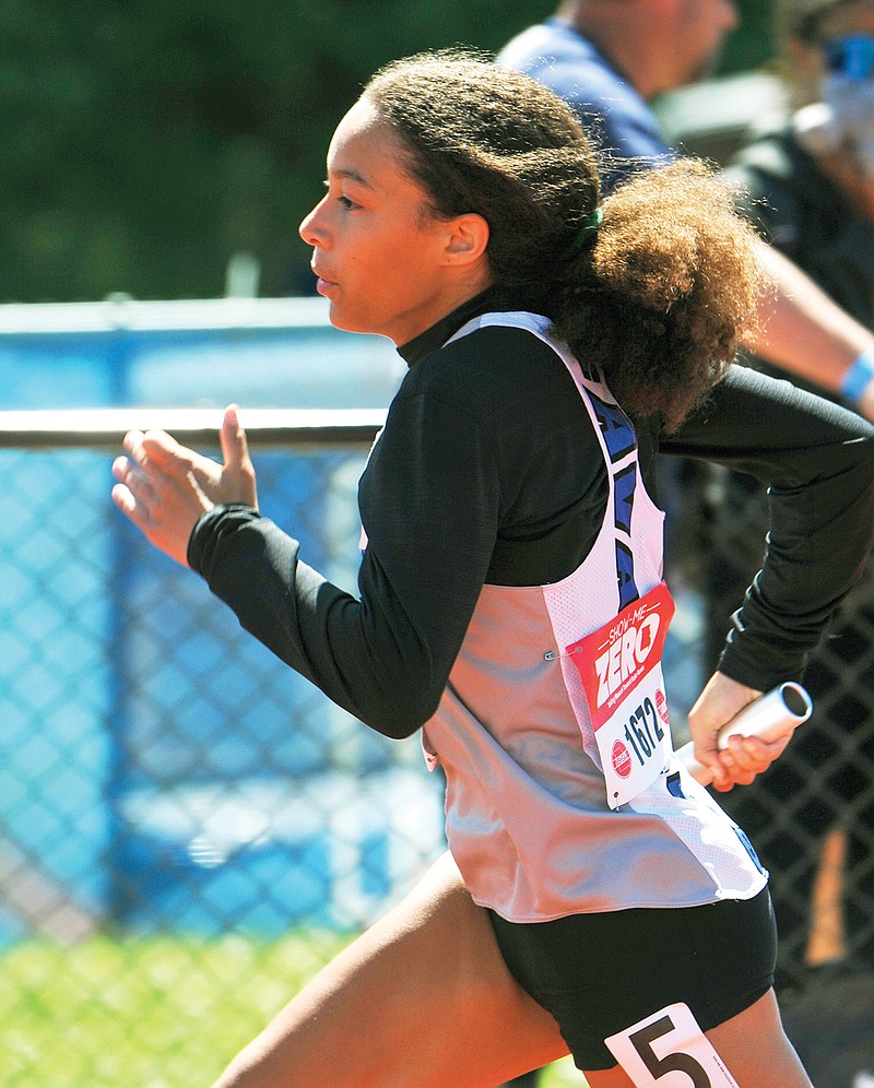 Capital City's Kalie Strayhorn returns to run in the Class 5 girls 4x100-meter relay this year. (Julie Smith/News Tribune)