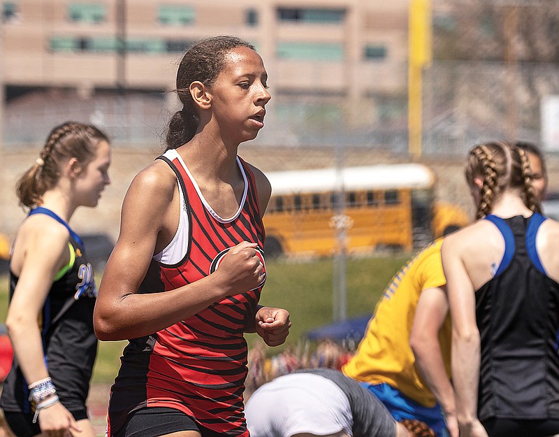 Jefferson City's Victoria Smith will compete in the 4x400- and the 4x800-meter relays for the Lady Jays this weekend. (Josh Cobb/News Tribune)