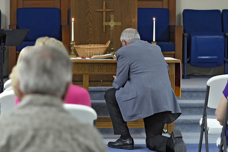 Pastor Bill Farmer came out of retirement to lead Grace Methodist Church, a new congregation in Homosassa Springs, Fla., formed by people who had chosen to leave the United Methodist Church. It holds worship services in a former lodge hall and has already started Bible studies and community outreaches.
(AP Photo/Chris O’Meara)