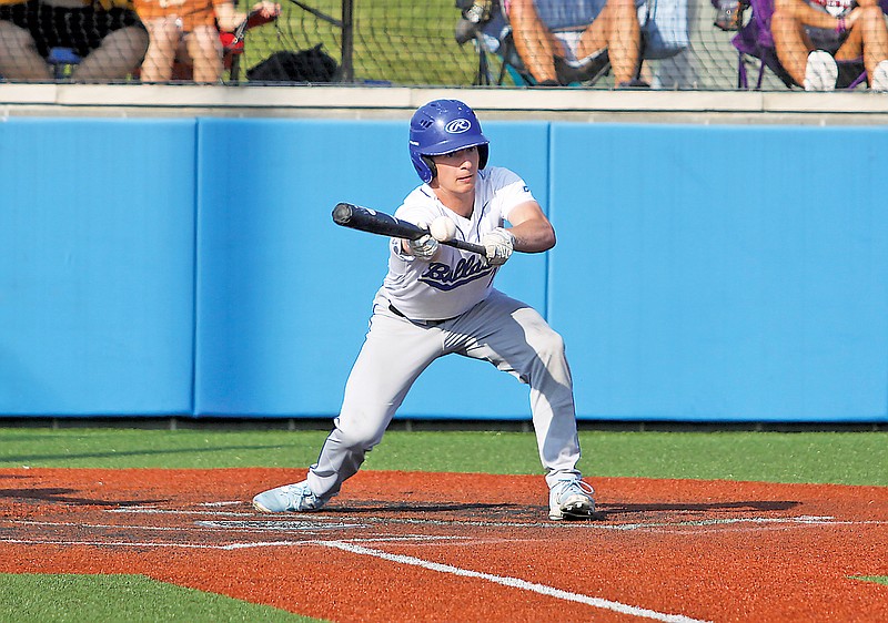 South Callaway's JT Thomas puts down a sacrifice bunt in the fourth inning of last week's Class 3 sectional game against Dixon at South Callaway High School in Mokane. (Kyle McAreavy/News Tribune)