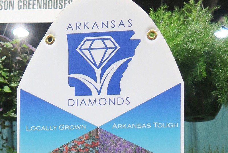 A sign promoting the Arkansas Diamonds flowers program is shown at the Arkansas Flower & Garden Show in this January 2016 file photo. (Special to the Democrat-Gazette/Janet B. Carson)