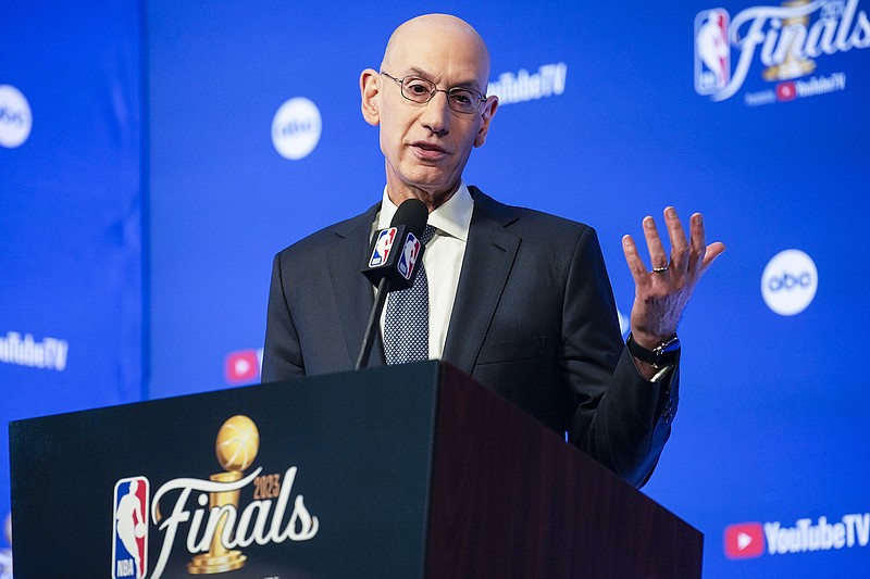 NBA commissioner Adam Silver speaks to reporters before Thursday night's Game 1 of the NBA Finals in Denver. (Associated Press)