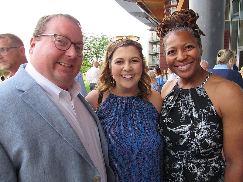 Chris and Carrie Phillips and Kristi Smith on 05/12/23 at Our House’s Dinner on the Grounds, Heifer Village (Arkansas Democrat-Gazette/Kimberly Dishongh)