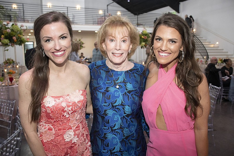 Katie Branscum with her mother, Angela Waldrip and her sister Lauren Waldrip at Empty Bowls held at the Venue at Oakdale in Sherwood on 5/12/2023. (Arkansas Democrat-Gazette/cary Jenkins)