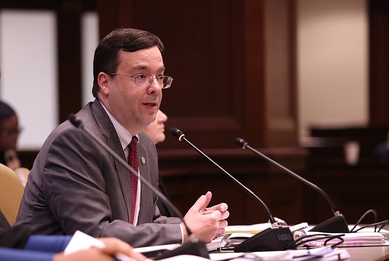 Mark White, then the secretary of the Arkansas Department of Human Services, addresses a joint budget committee hearing of the Arkansas Legislative Council at the state Capitol in this Nov. 15, 2022 file photo. (Arkansas Democrat-Gazette/Colin Murphey)