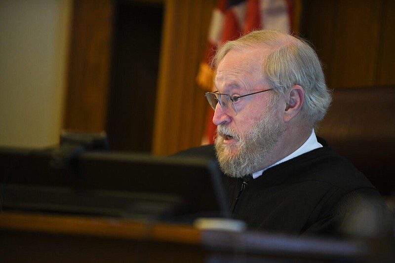 Judge Jon Beetem is shown at the bench during a hearing in his Cole County courtroom. (Julie Smith/News Tribune photo)