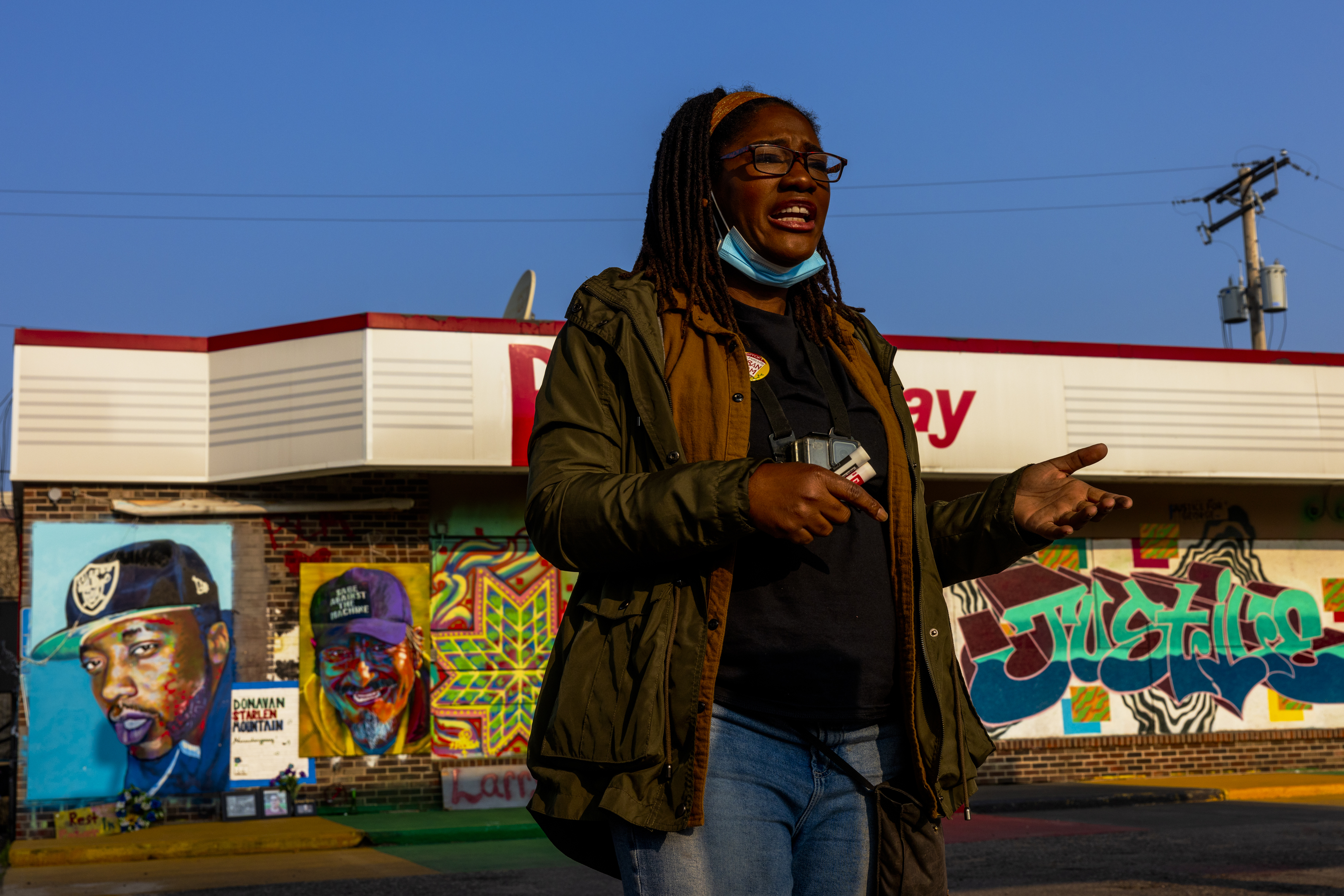 Marcia Howard, a local teacher and activist, speaks during a community morning meeting discussing the findings of a investigation into the city's police department, Friday, June 16, 2023 in Minneapolis. The Justice Department accused Minneapolis police Friday of engaging in a pattern of violating constitutional rights and discriminating against Black and Native American people following an investigation prompted by the killing of George Floyd. (Kerem Yücel /Minnesota Public Radio via AP)