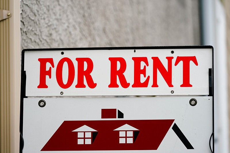 A "For Rent" sign is displayed outside a building in this June 22, 2022 file photo. Central Arkansas offered the best opportunities for apartment renters out of the country’s 71 largest metropolitan areas in the first quarter of 2023, according to a study by ApartmentAdvisor. (AP/Matt Rourke)