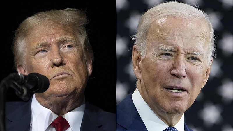 This combination of photos shows former President Donald Trump, left, and President Joe Biden, right. (AP Photo/File)