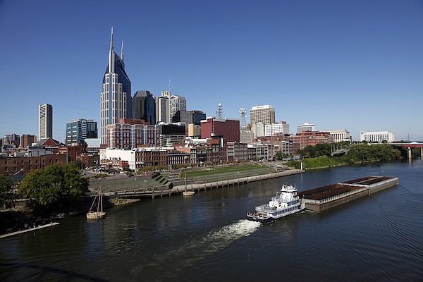 The Nashville, Tenn., downtown area and the Cumberland River are shown in this file photo. (AP Photo/Mark Humphrey)