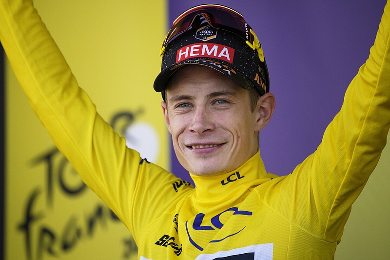 Denmark’s Jonas Vingegaard kept his 17-second lead over two-time champion Tadej Pogacar after Thursday’s 12th stage of the Tour de France. Ion Izagirre of Spain won the stage for his second career stage victory. More photos at arkansasonline.com/714tour23/.
(AP/Daniel Cole)