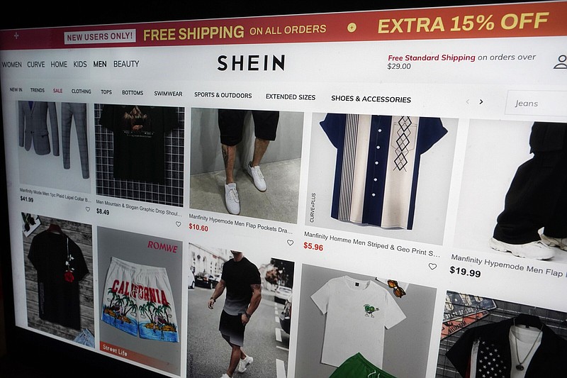 A page from the Shein website, China’s fast-growing online retailer, is displayed in June.
(AP)