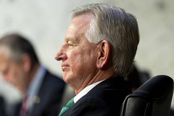 Sen. Tommy Tuberville, R-Ala., listens during a Senate Armed Services Committee hearing Wednesday, July 26, 2023, on Capitol Hill in Washington. (AP Photo/Stephanie Scarbrough)